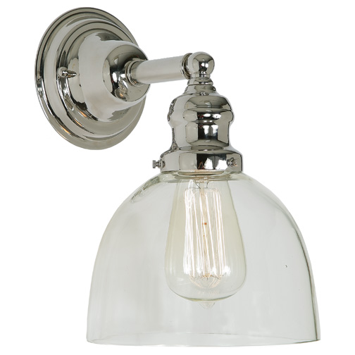 JVI Designs 1210-15 S5 One light Union Square wall sconce polished nickel finish 7" Wide, clear mouth blown glass shade